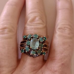 Genuine emerald 925 sterling silver ring